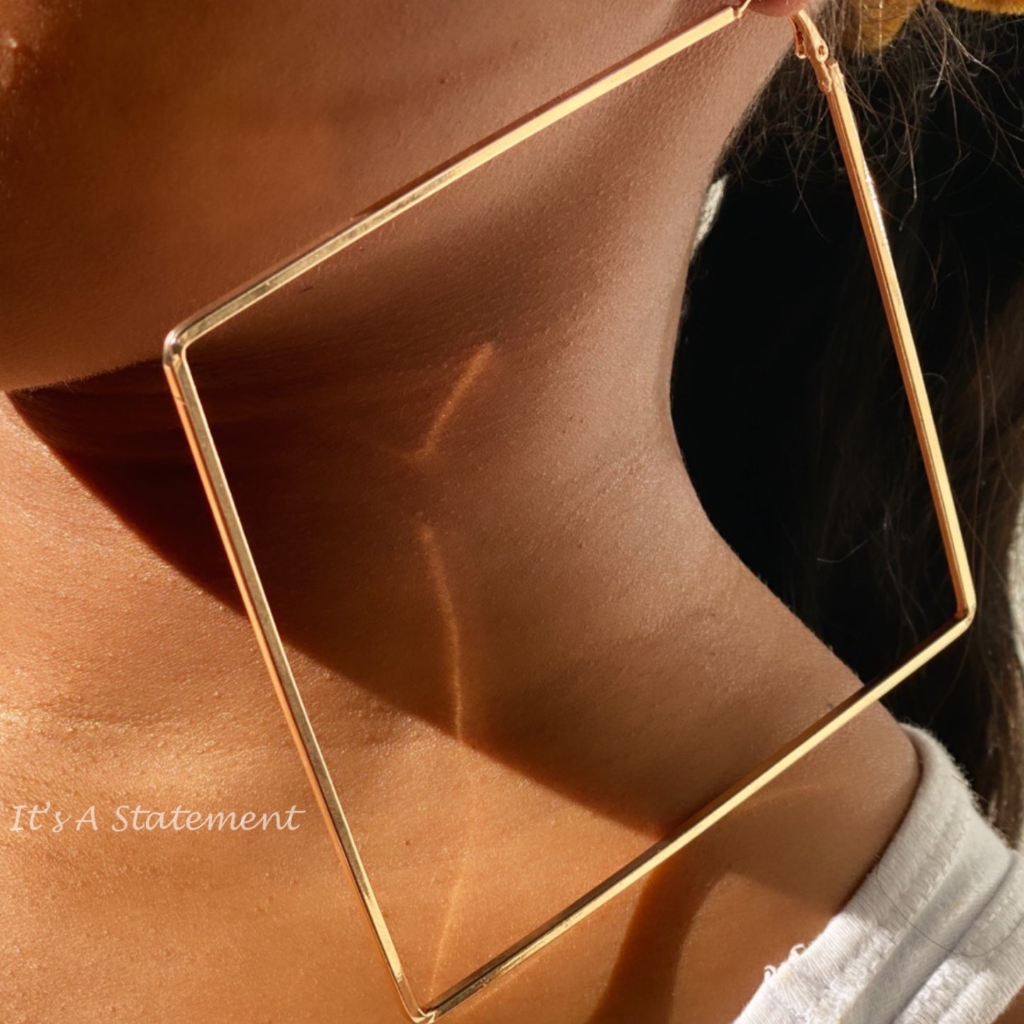 Gold Oversized Square Hoops