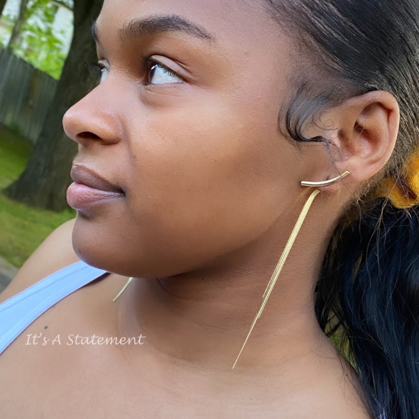Gold Hanging Tassel Earrings